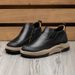 European Warm Series Men's Autumn Winter New Soft Cowhide Lightweight Slip-On Genuine Leather Padded Short Boots Casual Shoes_vogvips.com