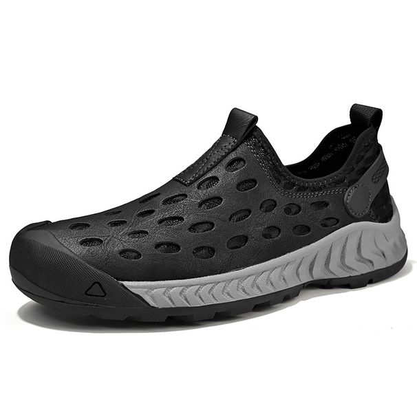 Men's Mesh Shoes Summer Breathable Mesh Hole Shoes Slip-On Outdoor Non-Slip Soft Sole Beach Shoes_vogvips.com