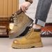 Martin 2025 Autumn New Style Yellow Thick Sole Height Increasing High-top Shoes Men's Hiking Work Outdoor Boots_vogvips.com