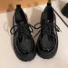 Black Thick Soled Versatile Lace Up Small Leather For Women 2024 Spring And Autumn Season New British Style JK Le Fu_vogvips.com