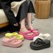 Bebealy Women's Platform Flip Flops Outdoor Beach Flip Flops Fasciitis Arch Support Cloud Slippers Summer Chunky Heeled Slides_vogvips.com
