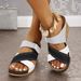 Velcro Color Matching Thick Sole Wedge Sandals Women's New Arrival Cross One-line Fish Mouth Plus Size Slippers_vogvips.com