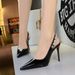 1859-K109 European American Style High-heeled Shoes, Pointed Toe, Shallow Cut, Women's Pearl And Rhinestone Backless_vogvips.com