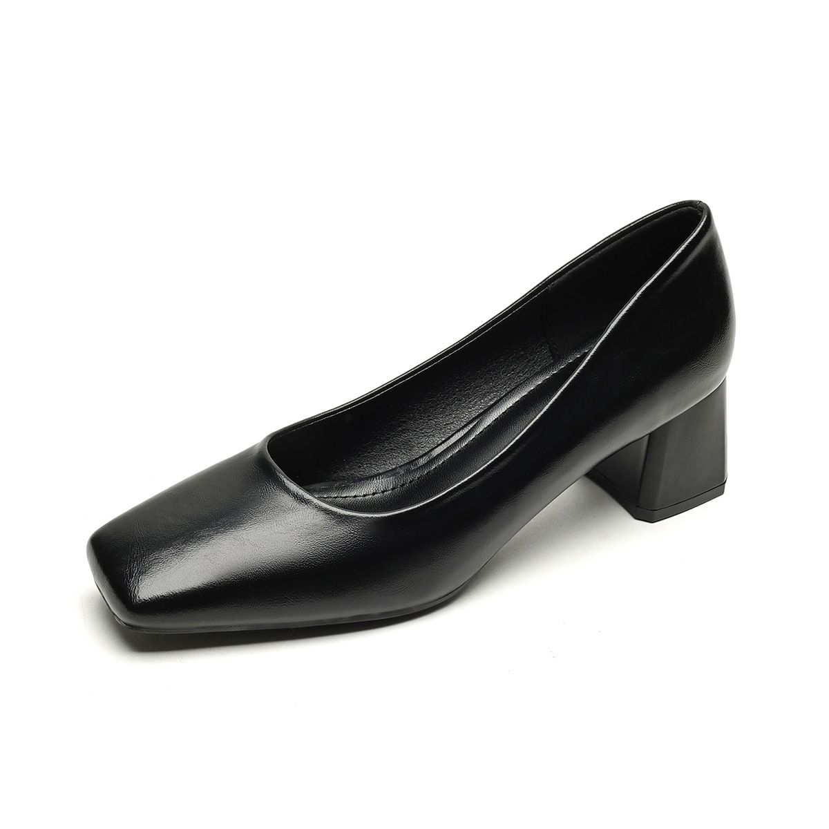 Coarse Heel Single Shoes Women's Shallow Mouth Temperament Commuting Work Shoes One Pedal Temperament High Heels_vogvips.com