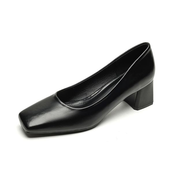 Coarse Heel Single Shoes Women's Shallow Mouth Temperament Commuting Work Shoes One Pedal Temperament High Heels_vogvips.com
