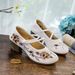 High Square Single Thick Heels, Women's Embroidered Cloth Mary Jane Dance Shoes, Ladies Shoes_vogvips.com