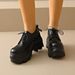 Women's Plus Size Platform Loafers British Style Lace Up Thick Sole Leather Shoes Spring New Style_vogvips.com