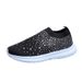 Large Size Fly Knit Shallow Cut Versatile Rhinestone Flat Bottomed Women's Sports Shoes Mixed Batch Style_vogvips.com