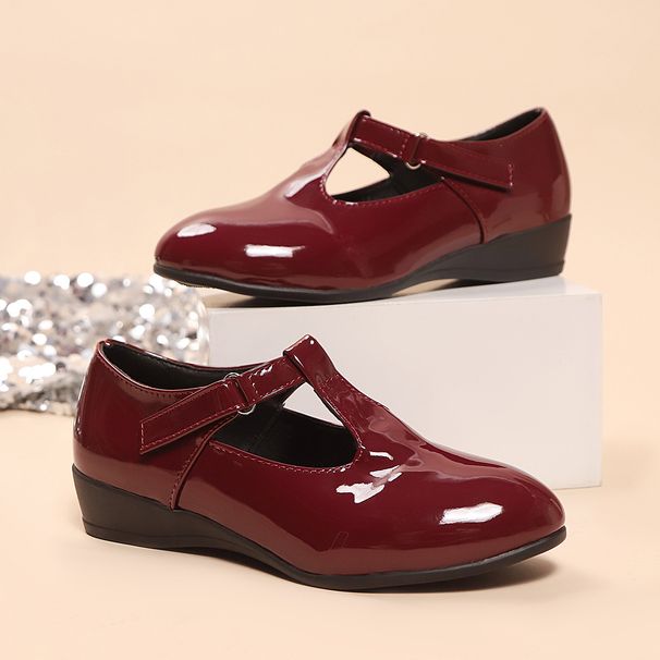 Women's Retro Velcro Leather Shoes Pointed Toe Wedge Heel Spring Hollowed Out Plus Size_vogvips.com