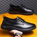 Spring Summer Men's Work New Business Black Leather Chef Shoes Men Korean Style Versatile Thick Casual Sneakers_vogvips.com