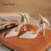 Qianluhui Fairy-style Elegant High Heels With Thin Heel And Pointed Toe, Silk Bow, Pearl Chain, Party Dress Shoes_vogvips.com