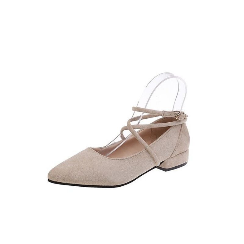 MTX Women's 2025 Spring Summer New Korean Style Elegant Versatile Rhinestone One-Strap Chunky Heel Pointed Toe Hollow Single_vogvips.com