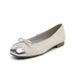 2025 New Women's Flats Silver Flat Shoes With Bowknot, Shallow Square Toe, Casual Veatile Soft Sole Two-Way Wear_vogvips.com