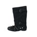 Women's Black Openwork Platform Sandals Retro Studded Bow Ballet Style Shoes With Detachable Cross Straps Two-Way Design_vogvips.com