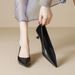 Suede Pointed Single Shoes Women's Stiletto Black Commuter Work Shoes Cat Heel Shallow High Heels_vogvips.com