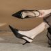 Qianluihui Sweet Style Fine Heel Pointed Fashion Satin Bow High Heels Summer Closed Toe Backless Sandals_vogvips.com