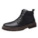 Casual Martin Boots Men's Shoes Fleece Medium Top Black High Top Tooling Boots_vogvips.com