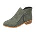 Winter Pointed Toe Ankle Boots For Women Side Zipper Low Heel Chunky Martin Boots Plus Size New Style Export_vogvips.com