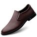 Men's Leather Shoes Style Low-top Retro Round Head Leather Shoes Dress Foot Loafers_vogvips.com