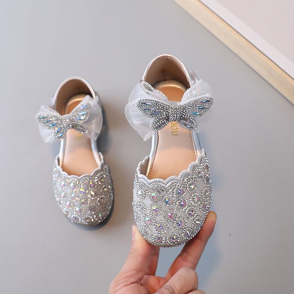New Children's Leather Shoes Rhinestone Princess Shoes Girls Pearl Soft Soled Sandals Female Treasure Crystal Shoes Small Shoes_vogvips.com