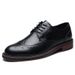 Euro Step Straight British Style Business Formal Derby Genuine Leather Men's Brogue Carved Casual Handmade Shoes_vogvips.com