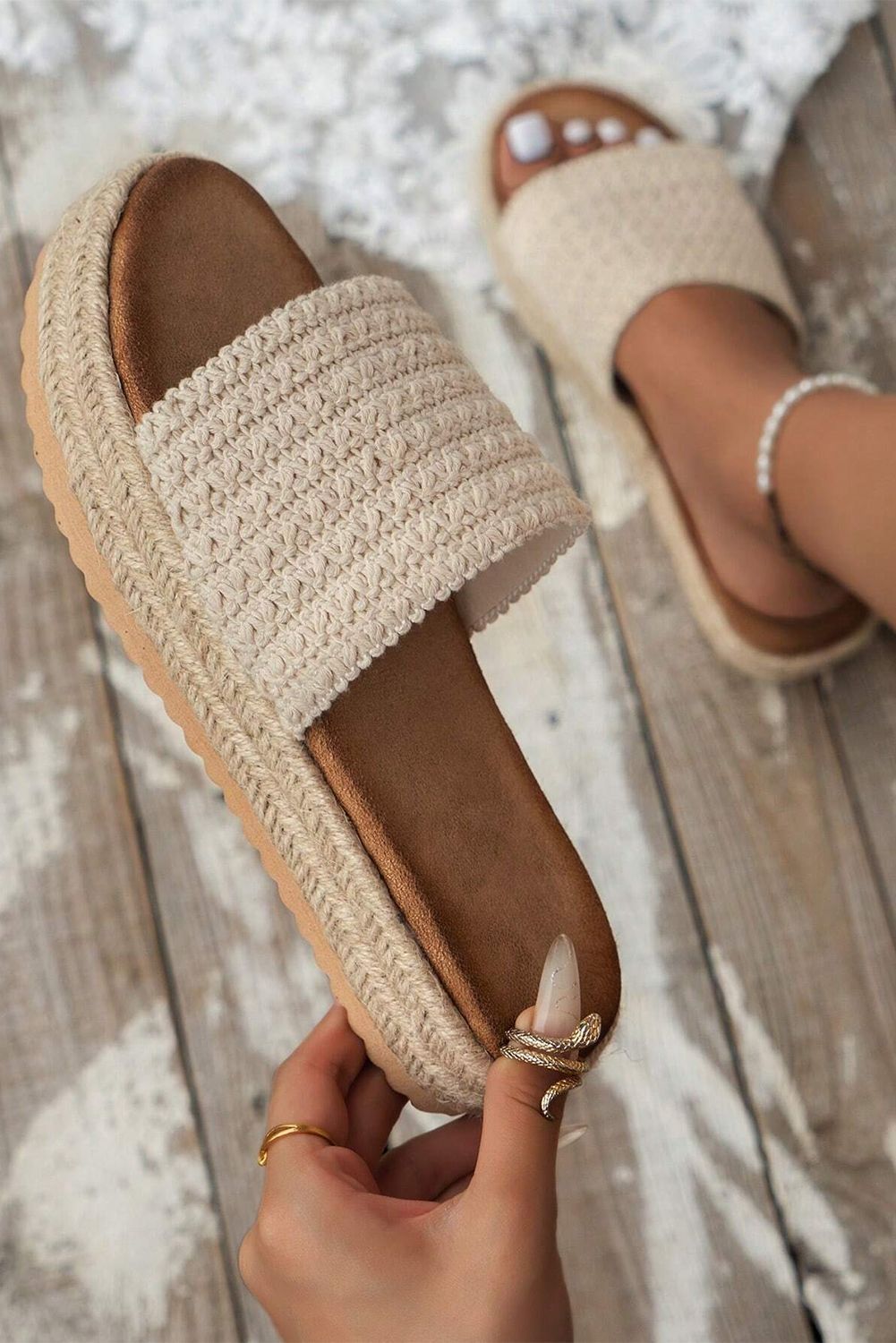 Women's Shoes Large Size Platform Bottom Rope Sandals For Women Spring And Summer New Thick Soled Slippers Fashionable Thick Soled Sandals_vogvips.com