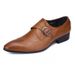 Fashio Europea British Youg Me's Formal Korea Style Tredy Busiess Buckle Slip-O Poited Toe Leather Shoes For_vogvips.com