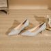 Women's Shoes Wedding Party Style No Tiring Wedding Dress Wedding Bridal Shoes Champagne Gold Thick Heel Bridesmaid High Heels Large Size_vogvips.com
