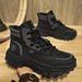 European Warm Series Men's 2025 Autumn New Trend Black Casual Safety Shoes Thick Sole Hiking Work High-top Martin Boots_vogvips.com