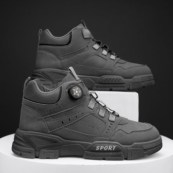 2023 Autumn High-top Thick-soled Casual Martin With Rotating Buckle Outdoor Work Men's Ankle Boots_vogvips.com