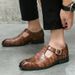 Business Casual Sandals Men's Summer Plus Size Black Buckle Breathable Leather Shoes_vogvips.com