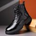 European Warm Series Men's Martin Winter Fleece Lined Warm Thickened Wool Cotton Brown High-top Leather Shoes Workwear Motorcycle Boots_vogvips.com