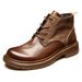 European Warm Series Men's Martin Autumn Winter British Style Mid-Calf Motorcycle Work Round Toe Outdoor Shoes Fashion Genuine Leather Short_vogvips.com