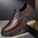 European Warm Series Autumn Winter New Men Large Size Casual Leather Middle-aged And Elderly Fleece-lined Cowhide Dad Men's Shoes Slip-on_vogvips.com