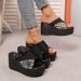 Wedge Slippers Women Wear Thick Soled Fish Mouth Lady Slippers Contrast Color Women's Shoes_vogvips.com