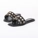 Women's Shoes Autumn New Style Flat Square Toe Metal Rivet Embellished Open Toe Backless Flat Sandals For Women_vogvips.com
