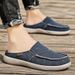 Casual Slip On Mens Shoes Outdoor Walking Comfortable Canvas Slippers Korean Trend Baotou Half Drag Slides Zapatillas_vogvips.com