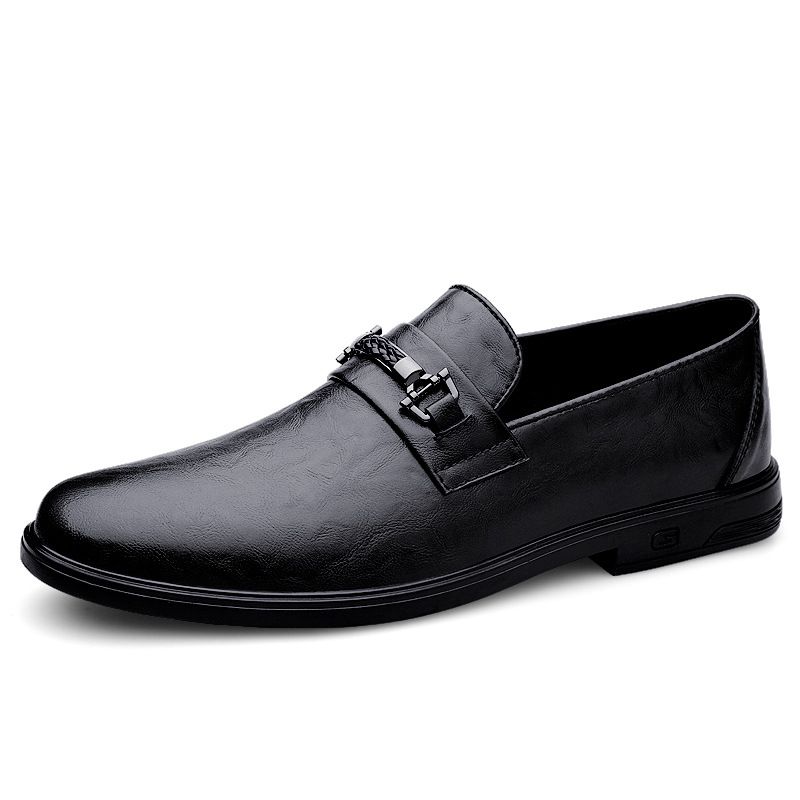 Men's Casual Shoes Gentleman's Dress Loafu Small Leather Shoes Low-top Cover Foot Surface Single Shoes_vogvips.com