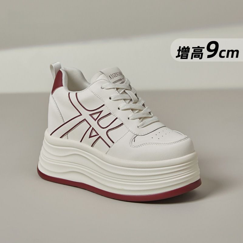 Thick Sole Hidden Heel 9cm Height Increase High-End Feel Silver White Sneakers For Women 2025 Autumn New Small Size_vogvips.com