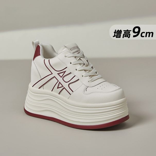 Thick Sole Hidden Heel 9cm Height Increase High-End Feel Silver White Sneakers For Women 2025 Autumn New Small Size_vogvips.com