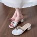 High-end Crocodile Pattern White High-heeled Sandals For Women Spring Summer Open Toe Small Gold Buckle One-line Thick Heel Sandals_vogvips.com