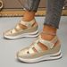 Women's Summer Platform Sandals Slip-On Hollow Out Breathable Thick Bottom Shoes Large Size Magic Tape Flats Size_vogvips.com