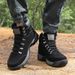 Outdoor High-top Boots Men Anti-slip Flat Comfortable Ankle Boots Men Breathable Wear-resistant Casual Lace-up Hiking Shoes Men_vogvips.com