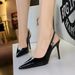 1859-K201 European And American Style Patent Leather High Heels Shallow Mouth Pointed Toe Fashion Backless Strap_vogvips.com
