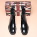 Martin Boots Men's Fleece Zipper Leather Shoes Men's High Top Black Chelsea Boots Men's_vogvips.com