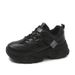 2024 Spring Lace-Up Thick Bottom Vulcanize White Platform Women's Sneakers Woman Pu Leather Wesh Breathable Sports Shoes_vogvips.com