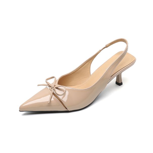 French Pointed High Heels Female Stiletto Fairy Style Bow Bag Head Empty Sandals Female_vogvips.com