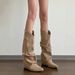 Super Soft Sheepskin~Brown Western Cowboy Versatile Wasteland Style Slouch Women's Internal Height Increase Slimming_vogvips.com