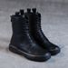 Martin Large Size Women Casual Style 2025 Spring New Flat Retro Low-Cut Leather Boots Soft Sole Lace-Up Back Zipper_vogvips.com