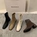 White High-heeled Square-headed Thin French Small Short Boots Women's Shoes 2024 New Spring And Autumn Single Boots Brown Martin Boots_vogvips.com